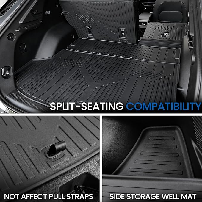 Floor Mats & Cargo Mat with Backrest Mat for 2024-2026 Chevy Equinox EV, Door Sill Guards, Trunk Lower Mat, All Weather TPE Trunk Cargo Liner Car Mat Accessories for Chevrolet Equinox EV