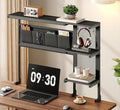 Clamp on Desk Shelf with Pegboard, Above Desk 3-Tier Extender Shelf, Desktop Bookshelf with Hooks, Desktop Organizer for Offi