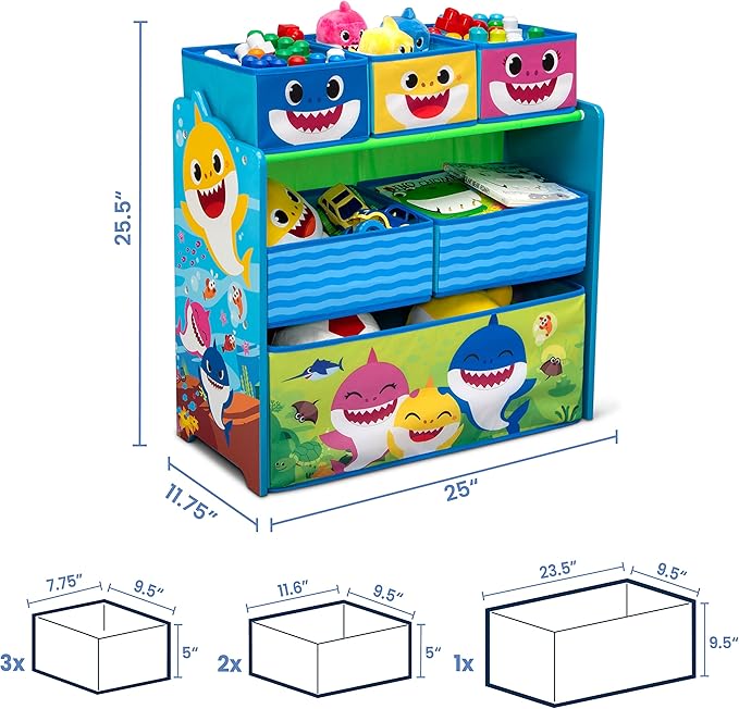 Baby Shark Design & Store 6 Bin Toy Storage Organizer by Delta Children