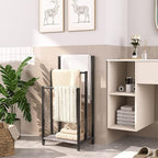 HOOBRO Free Standing Towel Rack, 3 Tier Blanket Rack, Blanket Holder for Bathroom, 16.9" L x 11" W x 31.9" H, Industrial Meta