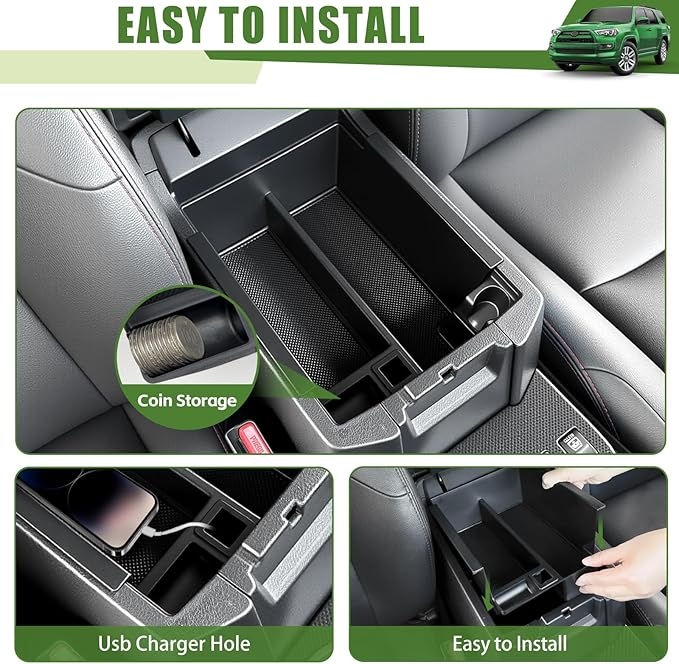 Center Console Organizer for 2010-2024 Toyota 4Runner Insert Armrest Box Storage Tray for 4 Runner Interior Accessories(Center Console Armrest Box/Fit 10-24)