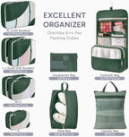 10 Set Packing Cubes for Travel, Gifts for Women Mom,Anti-Tearing Suitcase Organizer for Luggage with Shoe & Hanging Toiletry
