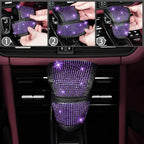 NBTEPEM 30 Pcs Purple Bling Car Accessories Set for Women, Purple Steering Wheel Cover Set, Bling Console Cover, Seat Belt Cushion, Shift Knob Cushion, Cup Coaster, Rhinestone Car Hanging Accessories