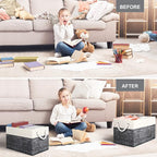 Fab totes Storage Bins [4-Pack], Foldable Storage Baskets for Organizing Toys, Books, Shelves, Closet, Large Storage Box with