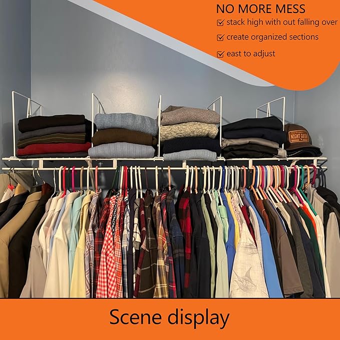 shelf dividers, create 40% more closet space, Set of 8, 12 inch wire shelf dividers, closet organizers and storage,supremely 