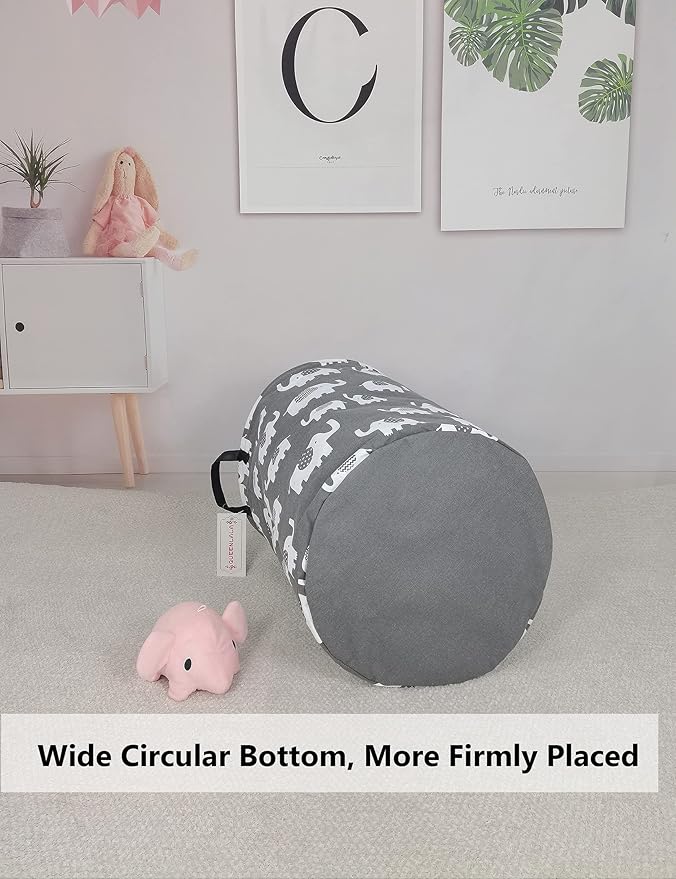 QUEENLALA Large Storage Basket,Laundry Hamper/Bathroom/Home Decor/Collapsible Round Storage Bin,Boys and Girls Hamper/Boxes/C