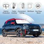 Front Windshield Sun Shade Foldable Front Window Visor Custom Fit for Mini Countryman Cooper F60 SUV 2017-2024 Block UV Rays Car Accessories Heat Sun Shield Keep Car Cooler