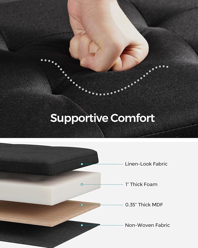 SONGMICS Mazie Collection - 30 Inches Folding Storage Ottoman Bench, Ottoman Foot Rest, End of Bed Bench, Storage Chest, Load