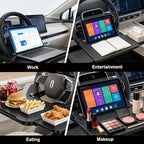 Extra Large Steering Wheel Tray for Car (26") – Adjustable Car Desk, Car Laptop Desk, Steering Wheel Desk Tray, Car Food Tray, Auto Travel Table with Expandable Side Panels for Eating, Working, Laptop