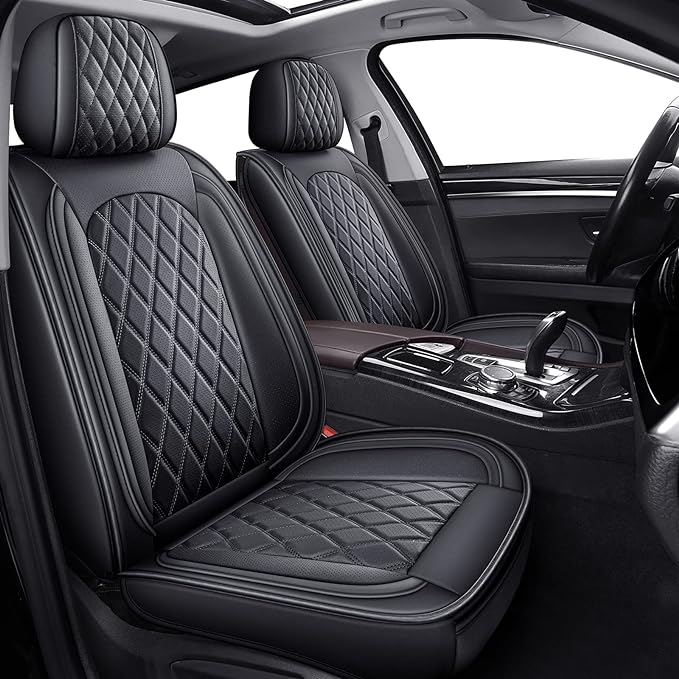 MIROZO Front Seat Covers, Car Seat Covers Black Vehicle Cushion Cover Breathable Fit for Most Sedan, Truck and SUV for Explor