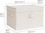 StorageWorks Fabric Storage Bins with Lid, Decorative Storage Boxes for Shelves, Stackable Closet Organizer Basket with Handl