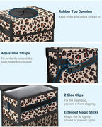 Capolo Car Trash Can with Lid, Leakproof Car Trash Bag Hanging Waterproof Automotive Garbage Can with Storage Pockets Mini Vehicle Trash Bin for Back/Front Seat(Leopard,3 Gallon)
