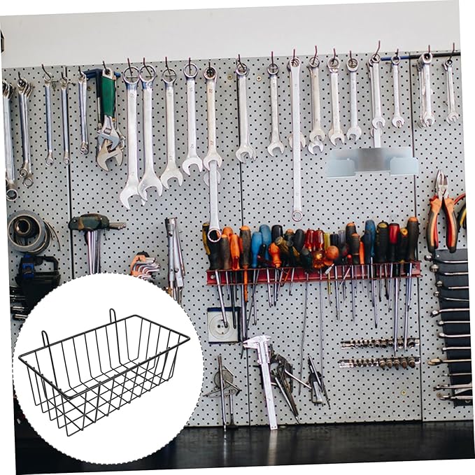 Ciieeo 2pcs Metal Hanging Baskets Wire Wall Baskets Grid Wall Accessory Rv Shelf Organizer Door