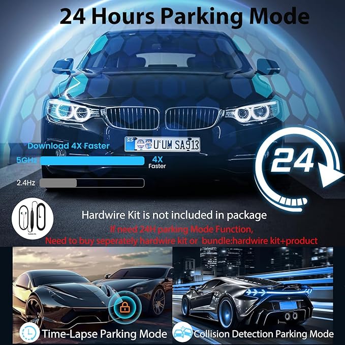 Mirror Dual Dash Camera,4K and 2.5K Dash Cam with Voice Control Rear View Mirror Camera and WiFi,GPS Dashcam for Cars with WD