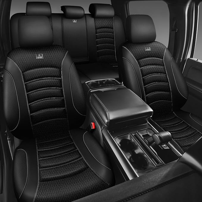 CAR PASS Comfortable 3D Foam Mesh Leather Car Seat Covers Full Sets, Air Cool Mesh Breathable Seat Covers for Car, Universal 