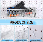 Hicarer 8 Pack Pegboard Baskets and Peg Board Racks Set, Pegboard Hooks, Square Style Wire Shelf Baskets, for Organize Tools,