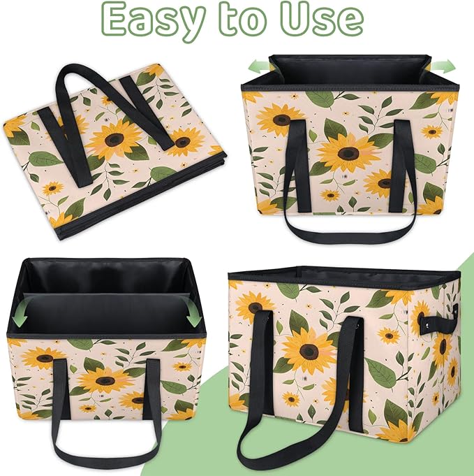 Reusable Grocery Bag, Foldable Large Shopping Tote Bag for Groceries Kitchen Picnic Car Trunk