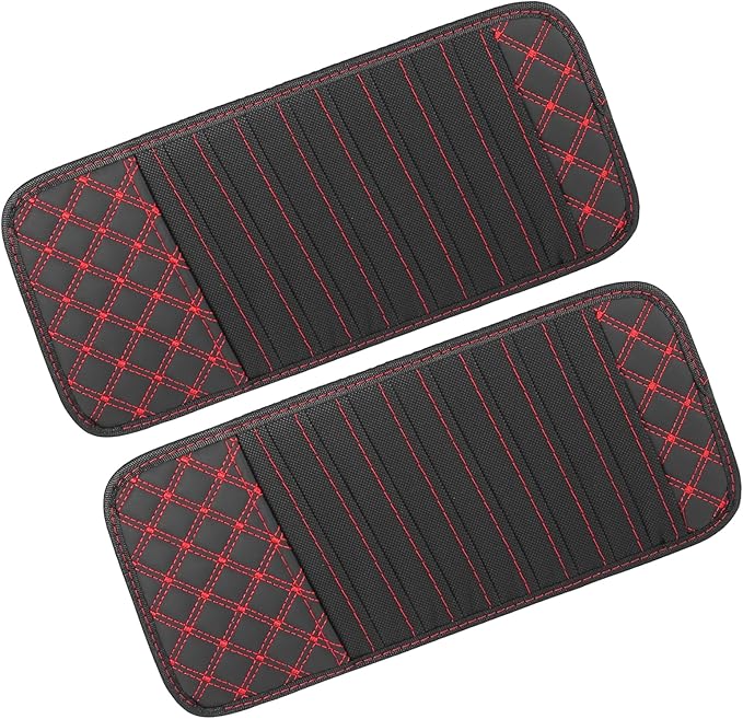 2pcs Car CD Visor Storage Cases Vehicle Sun Visor Organizer with 10 DVD Storage Sleeves Black with Red Line Durable Material Replacement