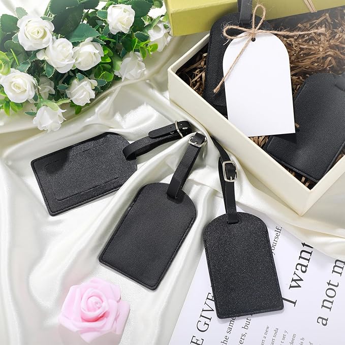 Amylove 48 Sets Leather Luggage Tags Bulk Wedding Favors Luggage Tags for Guests Bridal Gifts Wedding Bridal Shower Gift PU L