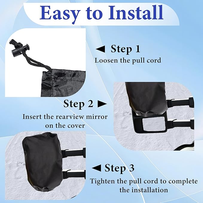 6Pcs Side Mirror Covers, Waterproof Car Side Mirror Protection for Snow, Ice, Bird Droppings - Suit Fit for Trucks, Winter Rearview Guard, Auto Exterior Accessories with Drawstrings