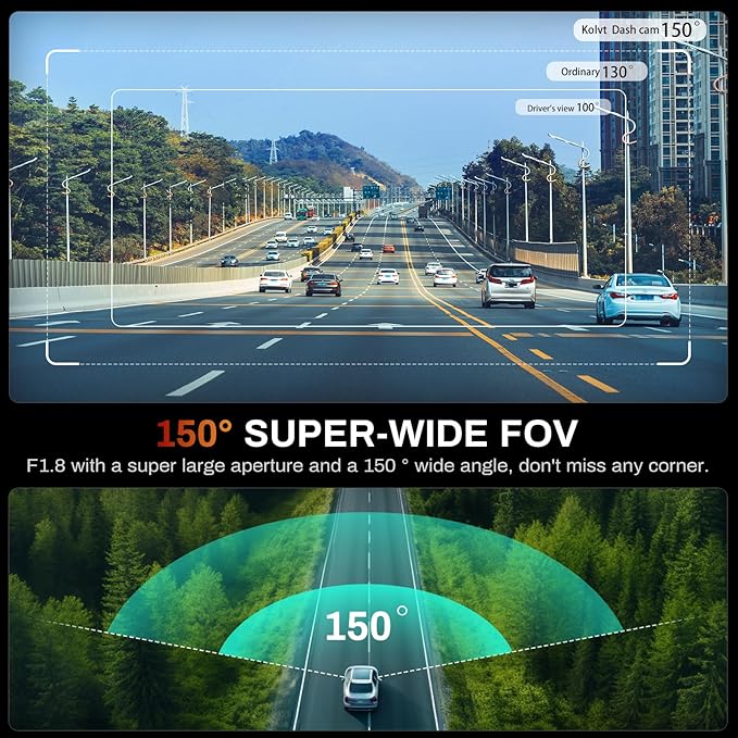 2K Dash Cam Front 2K Full HD Dash Camera for Cars, 5G Wi-Fi & App Control car Camera with Night Vision, 170°Wide Angle, WDR, 