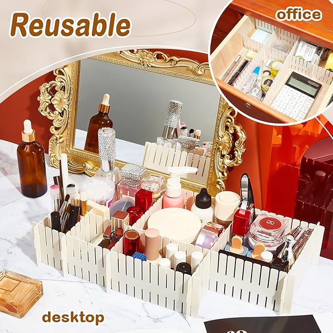 Vesici 80 Pcs Drawer Dividers Adjustable Plastic Organizer DIY Separators Storage Dividers for Socks, Underwear, Makeup, Tidy