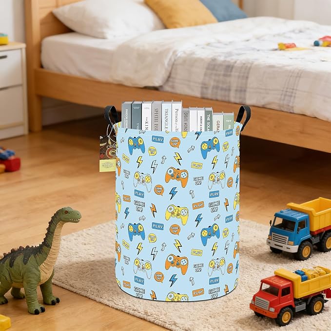 HUNRUNG Laundry Hamper,Large Canvas Fabric Lightweight Storage Basket Toy Organizer Dirty Clothes Collapsible Waterproof for 
