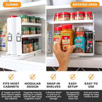 Cabinet Caddy SNAP! Spice Rack Organizer for Cabinet - Slide & Rotate Seasoning Organizer - 4 Snap-In Adjustable Shelves for 