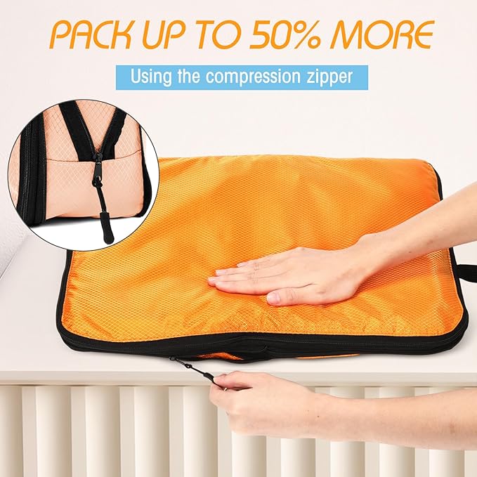 5 Pack Compression Packing Cubes for Travel Space Saving Cubes Luggage Organizer for Suitcase(Pastel,M)