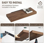 30 Inch Floating Shelves, 12" Deep Floating Shelf Wall Mounted, 30" Wall Shelves, Rustic Deep Bookshelf, Extra Deeper & Thick