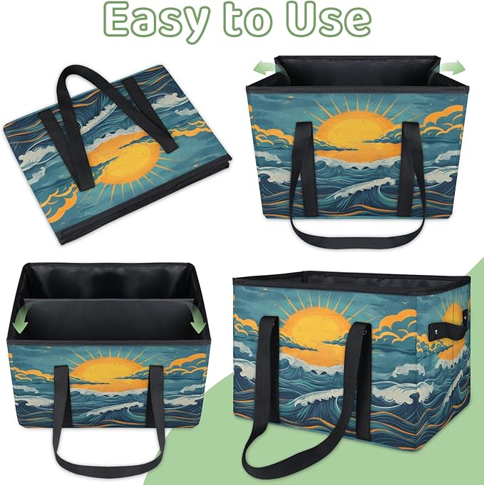 Reusable Grocery Bag, Foldable Large Shopping Tote Bag for Groceries Kitchen Picnic Car Trunk