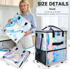 Reusable Grocery Bag On Wheels, Foldable Shopping Trolley with Enhanced Stability Wheels, Water Resistant, 6 Pockets & 3-Way Carry for Outdoor, Camping, Small, Gradient Silver