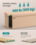 SONGMICS Mazie Collection - Storage Ottoman Bench, 43 Inches Folding Foot Rest Stool, End of Bed Bench, Easy Assembly, for Li