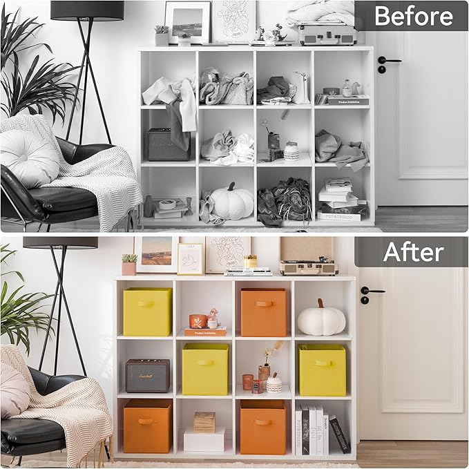 GRANNY SAYS 11 Inch Cube Storage Bins, Cube Storage Organizer, Fabric Storage Bins with Handle, Storage Cubes for Shelves, Cl
