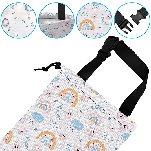 Car Trash Bag Hanging Cloud Rainbow Flower Car Trash Can Waterproof Garbage Bag Hanging for Car Back Seat
