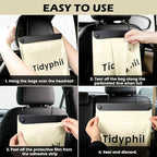 50 PCS Disposable Car Trash Bags Hanging, Leak-proof, Odor Seal. 2 Gallon Car Garbage Bags, Big Capacity. Independent of Car Trash Can, Easy Stick-On Car trash Bin for Car, SUV, Truck, Stroller. White