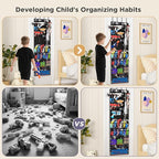 Over the Door Organizer for Toy Guns, Hanging Toy Guns Storage Organizer with Pockets and Slots for Kids Foam Blasters, Darts
