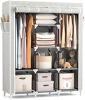 VTRIN Portable Closet Wardrobe for Hanging Clothes with 2 Hanging Rods and 8 Storage Organizer Shelves,Free Standing Clothes 