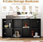 IROCNK Bookshelf, 8-Cube Storage Cube Shelf Organizer, Extra Thick Frame Horizontally & Vertically Reversible Bookcase with O