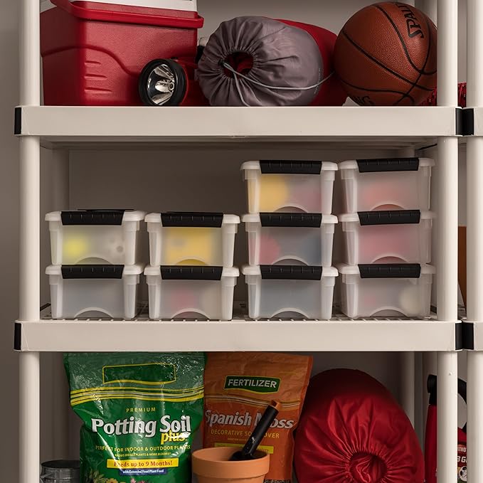 IRIS USA 6 Qt Stackable Plastic Storage Bins with Lids, 10 Pack - BPA-Free, Made in USA - Discreet Organizing Solution, Latch