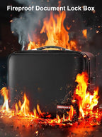 SMARTAKE Fireproof Document Box with Lock, Hard Case Waterproof Safe Box File Organizer, for Important Documents Papers Passp