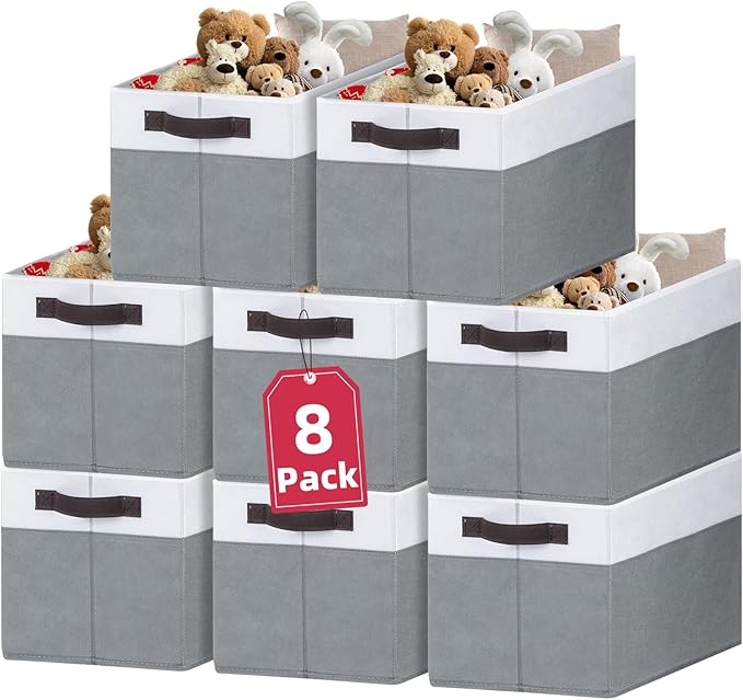 Criusia 8 Pack Closet Organizers and Storage Bins - Extra Large Storage Baskets for Organizing - Clothes Storage Bins for She