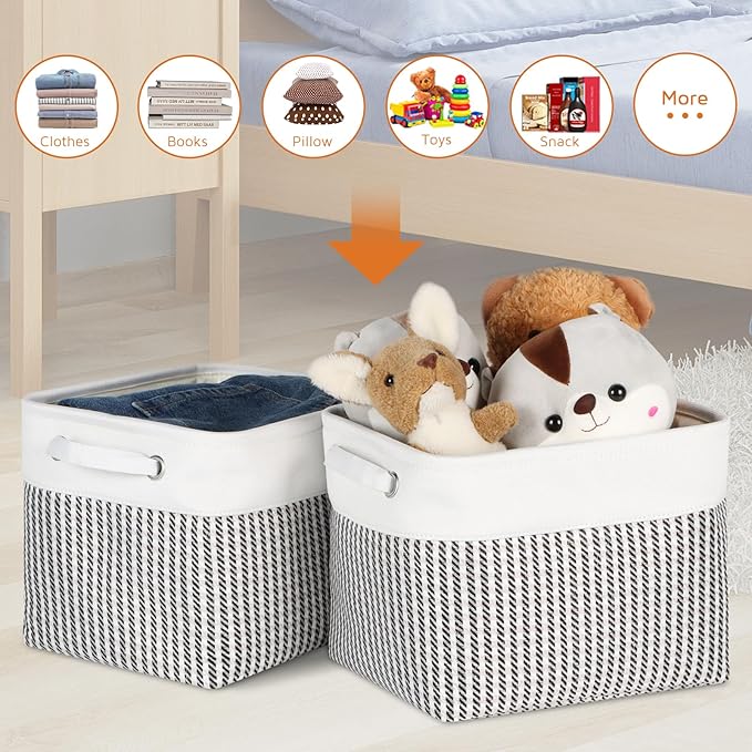 Kntiwiwo Foldable Storage Bin Collapsible Fabric Storage Basket Cube with Durable Handles Closet Organizer Bins for Organizin