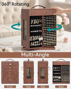AKOZLIN 360° Rotating Jewelry Box Extra Large 6-Tier Organizer Functional Jewelry Storage Case for Women Girls Ring Necklace 