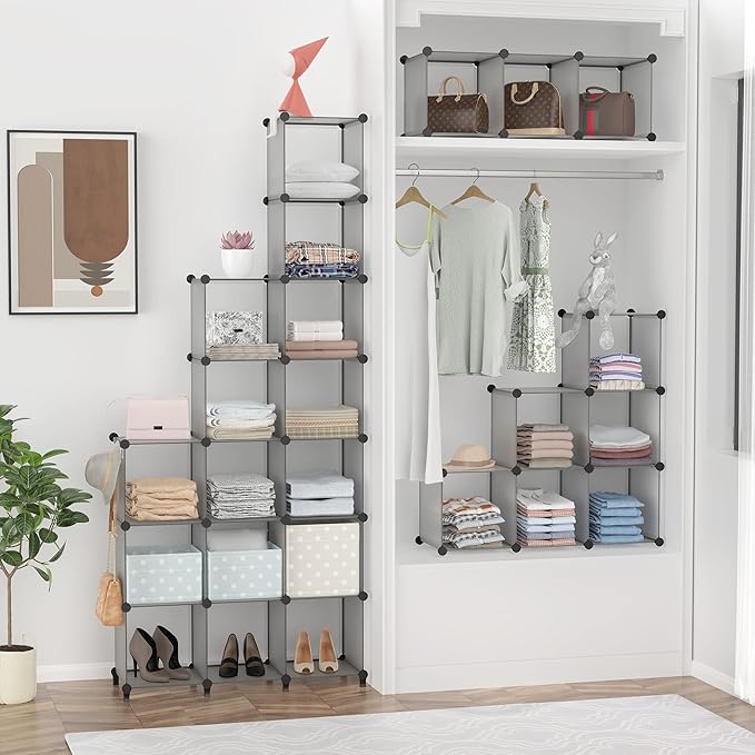 HOMIDEC Closet Organizers and Storage, 16 Cube Storage Organizer, Portable Closet Organizer Cubes Shelves for Clothes, Bedroo