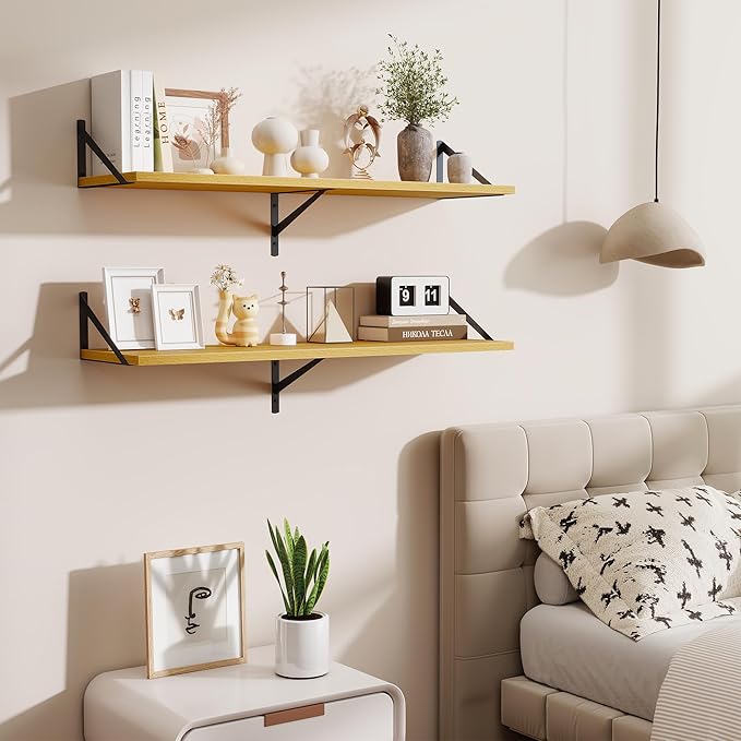 Floating Shelves for Wall,40" Wall Mounted Shelves Set of 2,Long Wood Floating Shelves,Hanging Wide Display & Storage Shelf w
