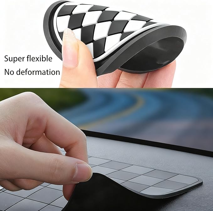 Car Interior Accessories Set – 2PCS Silicone Cup Holder Coasters & 1PCS Anti-Slip Dashboard Pad, Universal Non-Slip Rubber Ma