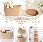 Hanging Storage Baskets, Over the Door Basket, Cotton Wall Baskets Storage, Hanging Door Basket with 4 Hooks