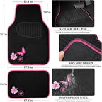 CAR PASS Embroidery Butterfly and Flower Car Floor Mats, Pink Car Floor Mats Universal Fit 95% Automotive,SUVS,Sedan,Vans,for