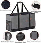 Extra Large Utility Tote Bag, Foldable Reusable Grocery Bags with Metal Wire Frame & Reinforced Bottom Board, Stand Up Large Utility Tote for Shopping, Beach Bag, Laundry, Car (Grey)